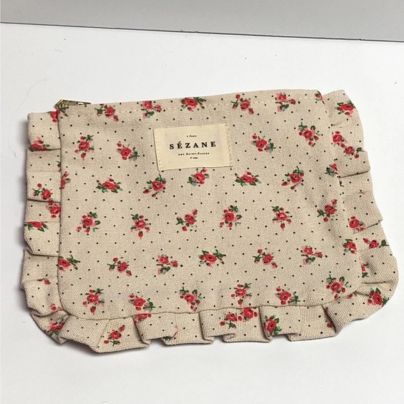 Sezane Handbags - Sezane Floral and ruffled make up bag